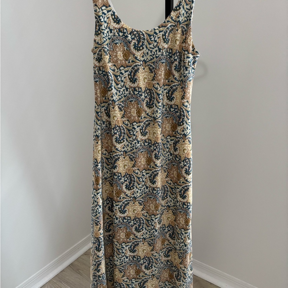 Anthropolgie DREW Scoop-Neck Paisley Maxi in Cream, blue & tan